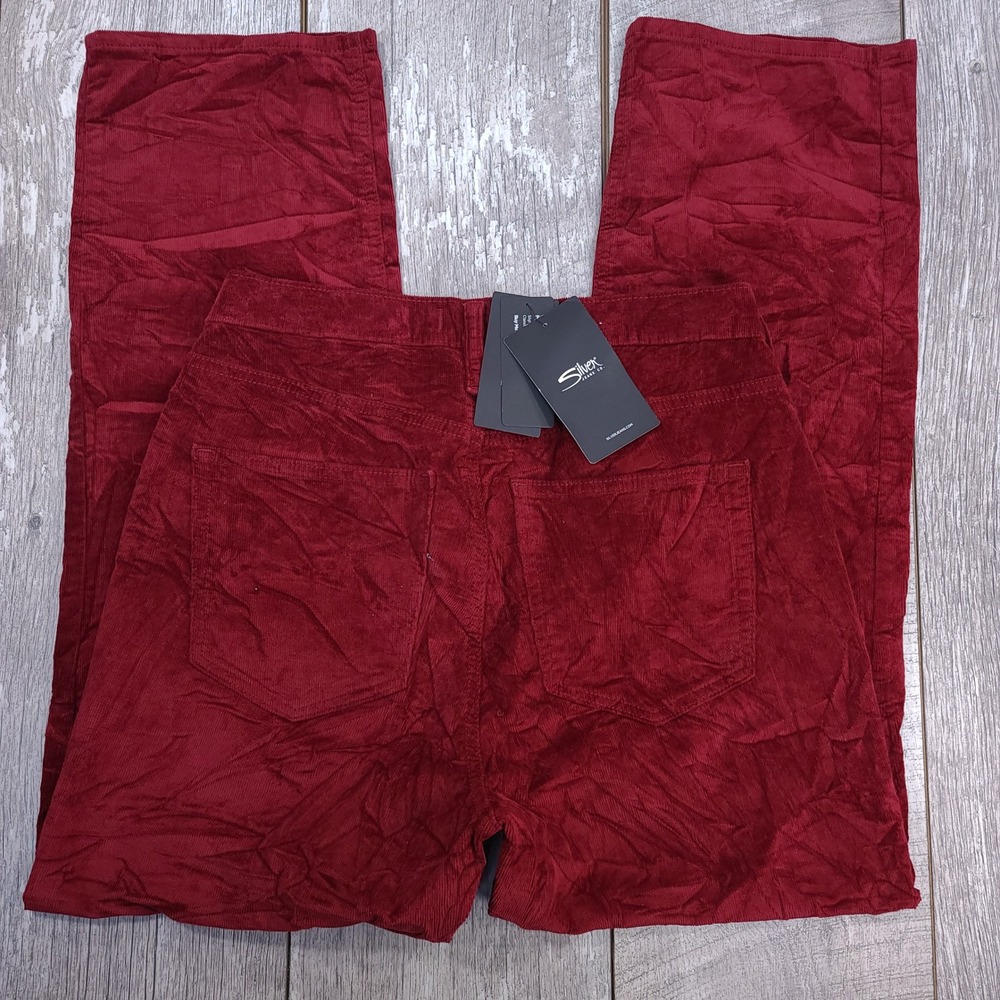 Silver Jeans Corduroy Pants Womens 29 Wine Highly Desirable Straight Leg - Picture 3 of 10